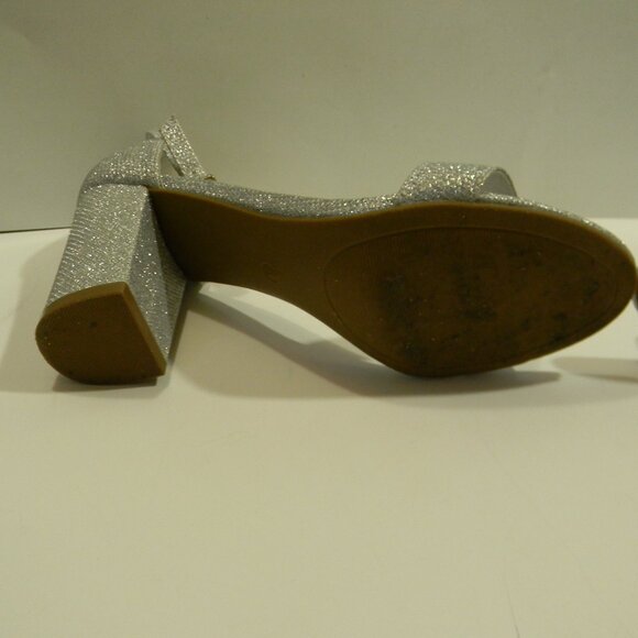 Sparkly Silver High Heel Strappy Sandal Women 8 Chunky Heel HOCO Bridesmaid - Picture 6 of 6